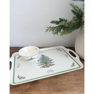 Spode Christmas Tree Melamine Tray and Ceramic Bowl England